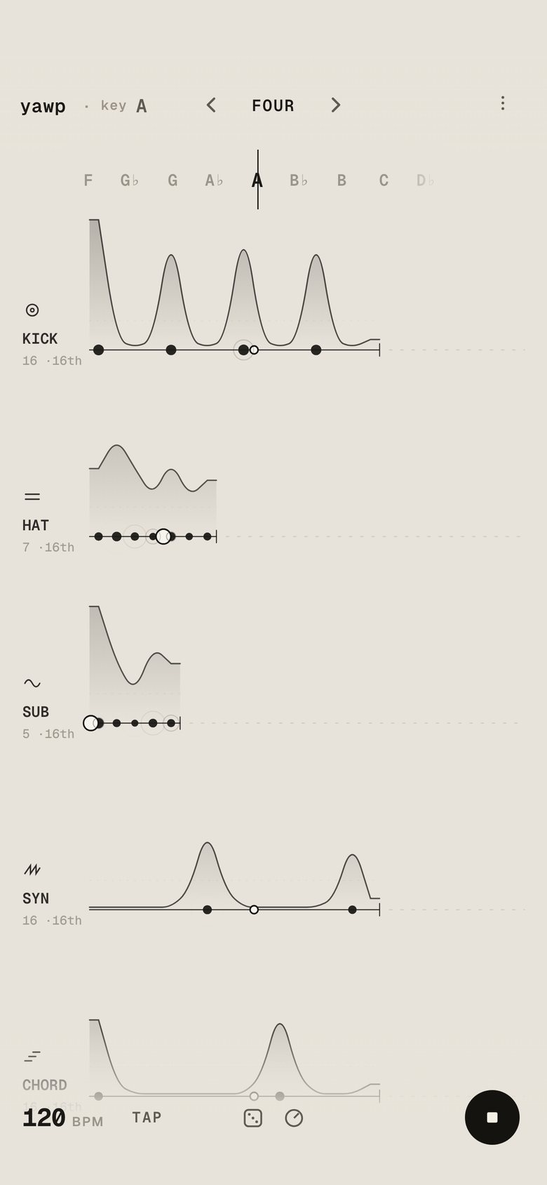 The tuner: twelve note names under one needle